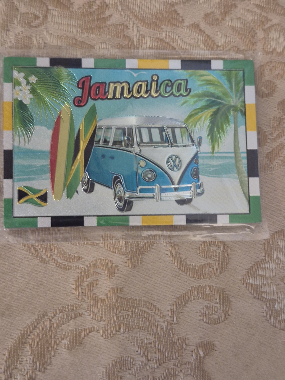 Jamaica Vintage VW Van Magnet - Blue